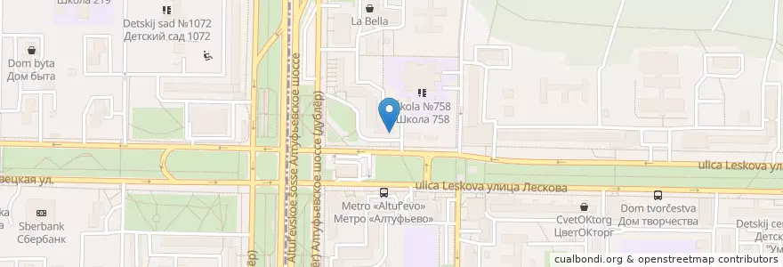 Mapa de ubicacion de АСНА en 俄罗斯/俄羅斯, Центральный Федеральный Округ, Москва, Северо-Восточный Административный Округ, Район Бибирево.