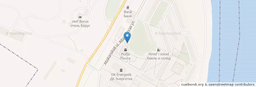 Mapa de ubicacion de Сбербанк en Russland, Föderationskreis Sibirien, Republik Chakassien, Бейский Район, Городской Округ Саяногорск.