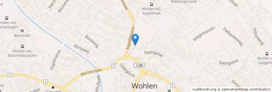 Mapa de ubicacion de Plattform en Suiza, Aargau, Bezirk Bremgarten, Wohlen.