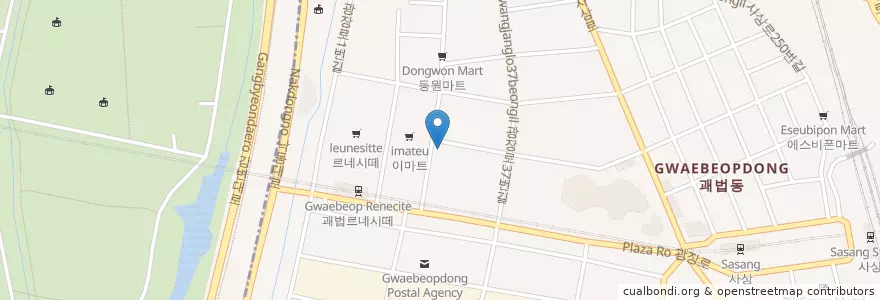 Mapa de ubicacion de Rindu Kampoeng en Zuid-Korea, Busan, 사상구, 괘법동.
