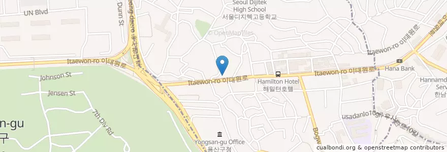 Mapa de ubicacion de Wang Thai en كوريا الجنوبية, سول, 용산구, 용산2가동, 이태원1동.