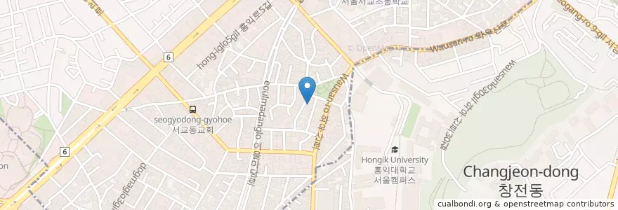 Mapa de ubicacion de Chicken Kyonchon en Südkorea, Seoul, 마포구, 서교동.