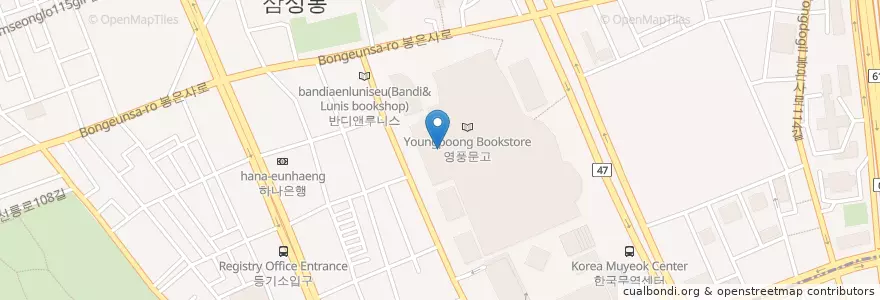 Mapa de ubicacion de Seven Luck Casino en Zuid-Korea, Seoel, 강남구, 삼성동, 삼성1동.
