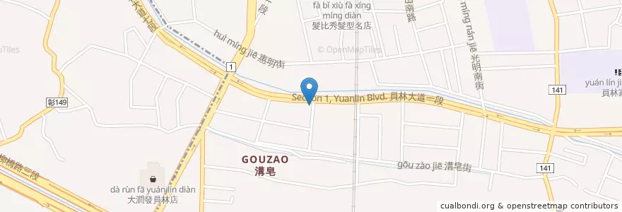 Mapa de ubicacion de 旅人咖啡 en Taiwan, Taiwan Province, Changhua County, Yuanlin City.