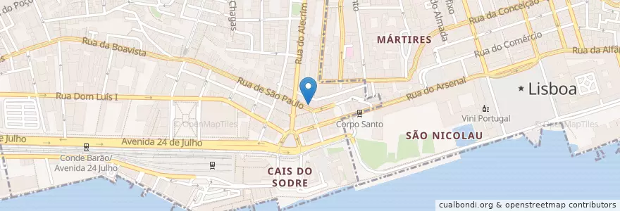 Mapa de ubicacion de Copenhagen en 포르투갈, Área Metropolitana De Lisboa, Lisboa, Grande Lisboa, Misericórdia.