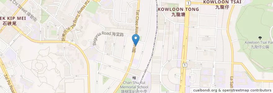 Mapa de ubicacion de Wilson Parking en China, Provincia De Cantón, Hong Kong, Kowloon, Nuevos Territorios, 九龍城區 Kowloon City District.