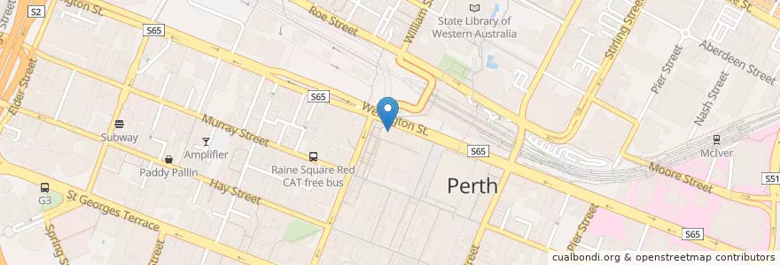 Mapa de ubicacion de The Globe en Austrália, Austrália Ocidental, City Of Perth.