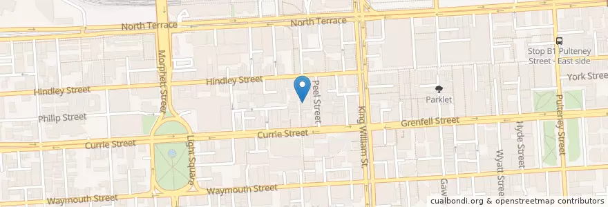 Mapa de ubicacion de Waffles and Coffee en Austrália, Austrália Meridional, Adelaide, Adelaide City Council.