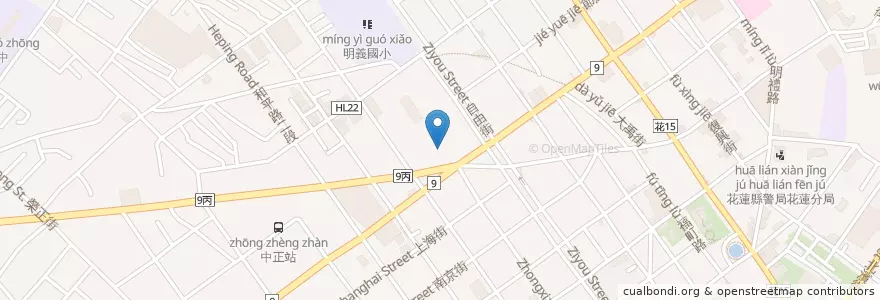 Mapa de ubicacion de 19號聚場 en تايوان, مقاطعة تايوان, هوالين, 花蓮市.