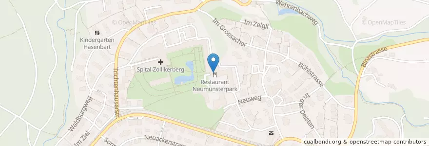 Mapa de ubicacion de Residenz Neumünster Park en Швейцария, Цюрих, Bezirk Meilen, Bezirk Zürich, Zollikon.