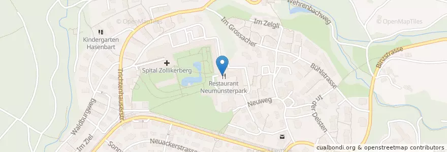 Mapa de ubicacion de Restaurant Neumünsterpark en Suisse, Zurich, Bezirk Meilen, District De Zurich, Zollikon.