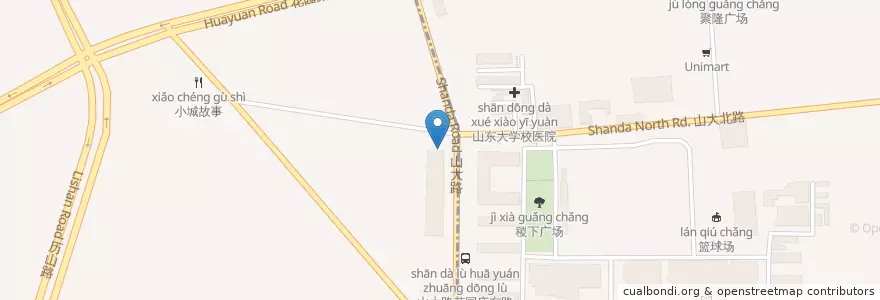 Mapa de ubicacion de 顺心馅饼 en 中国, 山东省, 济南市, 历城区, 山大路街道.