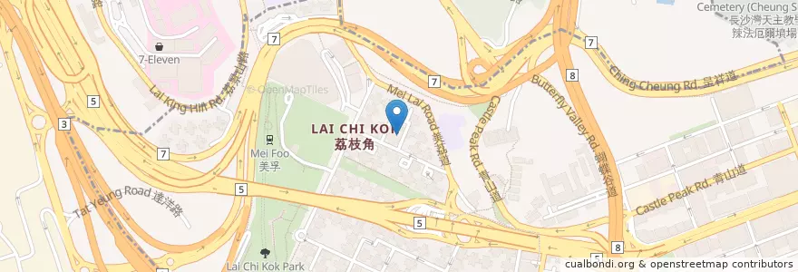 Mapa de ubicacion de 六記甜品森林 en 中国, 广东省, 香港 Hong Kong, 九龍 Kowloon, 新界 New Territories, 深水埗區 Sham Shui Po District.