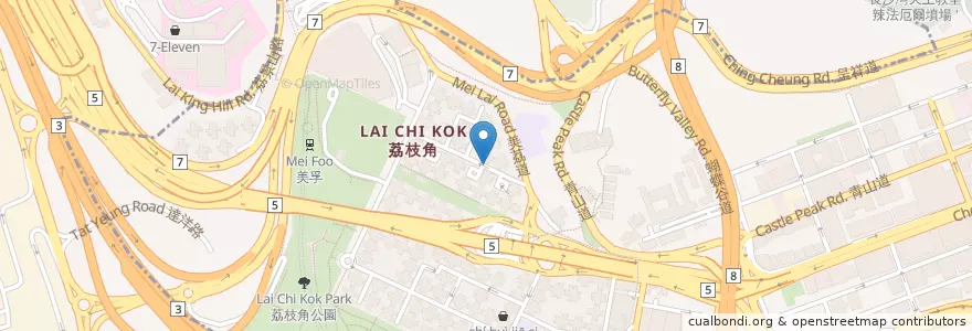 Mapa de ubicacion de 樽㰖吧 en Chine, Guangdong, Hong Kong, Kowloon, Nouveaux Territoires, 深水埗區 Sham Shui Po District.
