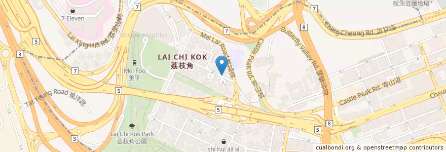 Mapa de ubicacion de 金利銀輝茶餐廰 en الصين, غوانغدونغ, هونغ كونغ, كولون, الأقاليم الجديدة, 深水埗區 Sham Shui Po District.