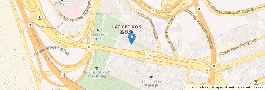 Mapa de ubicacion de 永隆銀行 en China, Cantão, Hong Kong, Kowloon, Novos Territórios, 深水埗區 Sham Shui Po District.