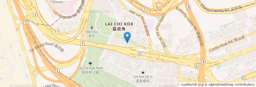 Mapa de ubicacion de 牛車水 en 中国, 广东省, 香港 Hong Kong, 九龍 Kowloon, 新界 New Territories, 深水埗區 Sham Shui Po District.