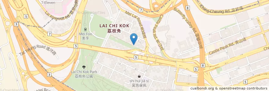 Mapa de ubicacion de 中國銀行 en 중국, 광둥성, 홍콩, 가우룽, 신제, 深水埗區 Sham Shui Po District.