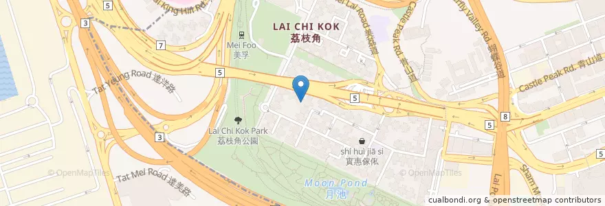 Mapa de ubicacion de 美味茶餐廰 en الصين, غوانغدونغ, هونغ كونغ, كولون, الأقاليم الجديدة, 深水埗區 Sham Shui Po District.