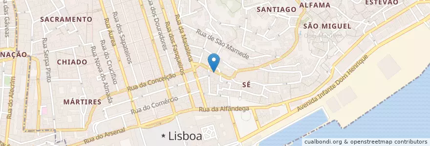 Mapa de ubicacion de Casa de Pasto Estrela da Sé en Portugal, Lisbonne, Grande Lisboa, Lisbonne, Santa Maria Maior.