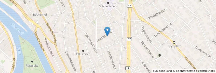 Mapa de ubicacion de Russischer Kindergarten en Schweiz/Suisse/Svizzera/Svizra, Zürich, Bezirk Zürich, Zürich.