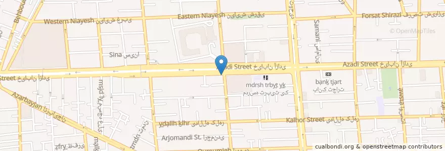 Mapa de ubicacion de بانک سپه en ایران, استان تهران, شهرستان تهران, تهران, بخش مرکزی شهرستان تهران.