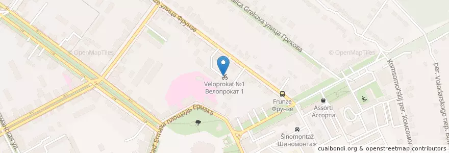 Mapa de ubicacion de Велопрокат №1 en 俄罗斯/俄羅斯, 南部联邦管区, 罗斯托夫州, Городской Округ Новочеркасск.