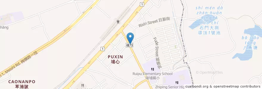 Mapa de ubicacion de 豬血糕 en 타이완, 타오위안 시, 양메이 구.