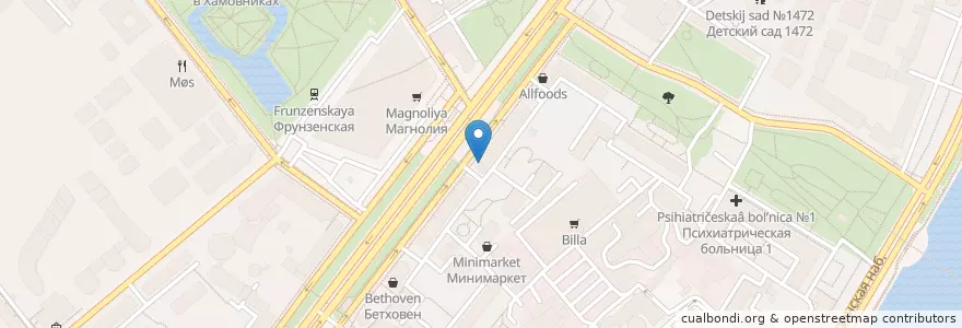 Mapa de ubicacion de Ригла en Rusland, Centraal Federaal District, Moskou, Центральный Административный Округ, Район Хамовники.