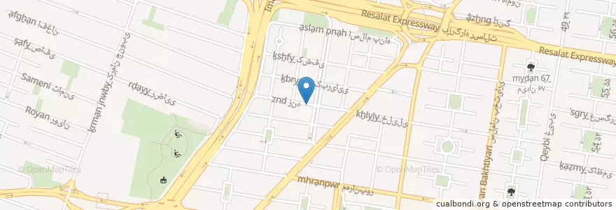 Mapa de ubicacion de حسینیه مکتب الغدیر شرق تهران en イラン, テヘラン, شهرستان تهران, テヘラン, بخش مرکزی شهرستان تهران.