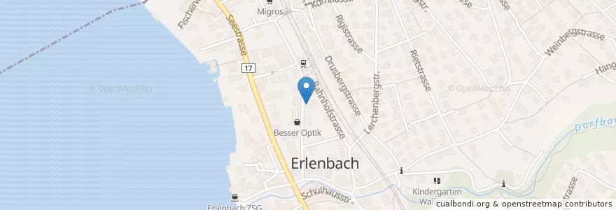 Mapa de ubicacion de Zürcher Kantonalbank en İsviçre, Zürih, Bezirk Meilen, Erlenbach (Zh).