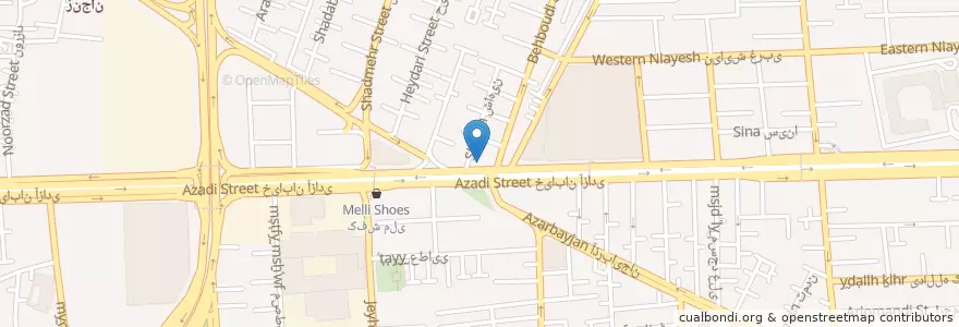 Mapa de ubicacion de بانک پاسارگاد en Irán, Teherán, شهرستان تهران, Teherán, بخش مرکزی شهرستان تهران.
