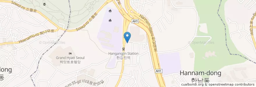 Mapa de ubicacion de Hana Bank en 대한민국, 서울, 용산구, 한남동.