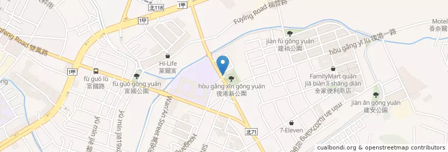 Mapa de ubicacion de 後港新公園地下停車場 en Taiwán, Nuevo Taipéi, 新莊區.