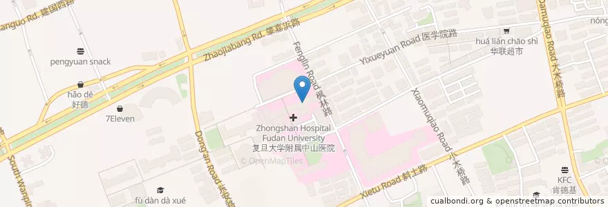 Mapa de ubicacion de 复旦大学附属儿童医院枫林路门诊 en Çin, Şanghay, Xuhui.