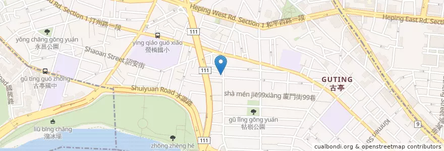 Mapa de ubicacion de 廈門街郵局 en 台湾, 新北市, 台北市, 中正区.