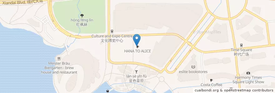 Mapa de ubicacion de HANA TO ALICE en China, Suzhou, Jiangsu, Gusu, 苏州工业园区直属镇, 苏州工业园区.