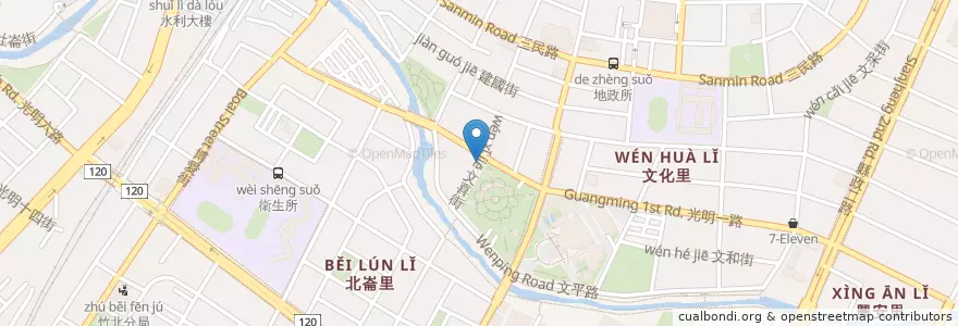 Mapa de ubicacion de 十一街麵食館 en Taiwan, Taiwan, 新竹縣, Zhubei.