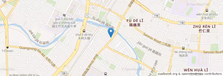 Mapa de ubicacion de 三媽臭臭鍋 en Тайвань, Тайвань, Уезд Синьчжу, 竹北市.