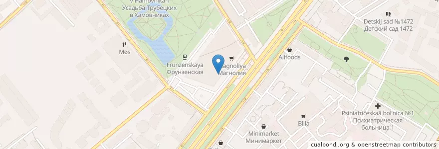 Mapa de ubicacion de Фуда en روسيا, Центральный Федеральный Округ, Москва, Центральный Административный Округ, Район Хамовники.