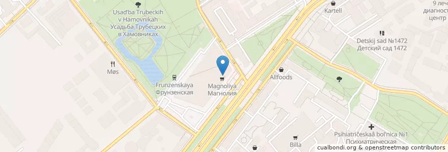 Mapa de ubicacion de Burlesque en Россия, Центральный Федеральный Округ, Москва, Центральный Административный Округ, Район Хамовники.