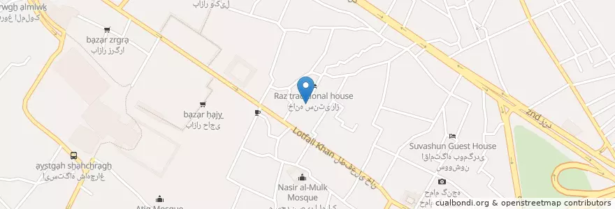 Mapa de ubicacion de خانه سنتی پرهامی en Iran, استان فارس, شهرستان شیراز, بخش مرکزی, Shiraz.