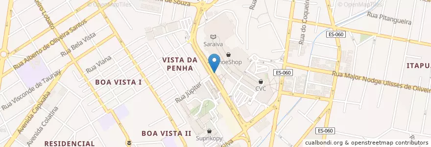 Mapa de ubicacion de Shopping Vila Velha en Brezilya, Güneydoğu Bölgesi, Espírito Santo, Região Geográfica Intermediária De Vitória, Região Metropolitana Da Grande Vitória, Vila Velha, Microrregião Vitória.