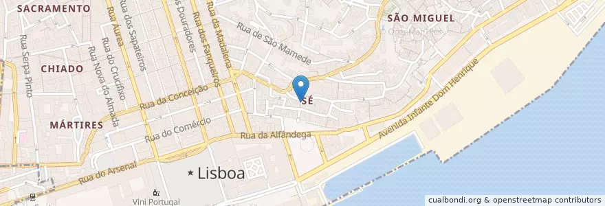 Mapa de ubicacion de Ao Pé da Sé en Portugal, Lisbonne, Grande Lisboa, Lisbonne, Santa Maria Maior.