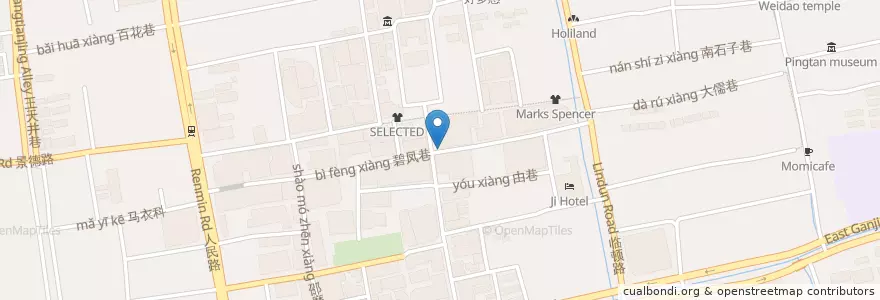 Mapa de ubicacion de 绿杨馄饨店 en China, Suzhou, Jiangsu, Gusu, 平江街道.