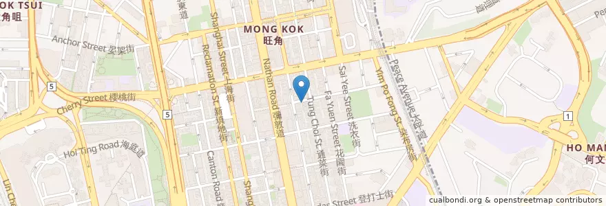 Mapa de ubicacion de 榮園麵家 en China, Provincia De Cantón, Hong Kong, Kowloon, Nuevos Territorios, 油尖旺區 Yau Tsim Mong District.
