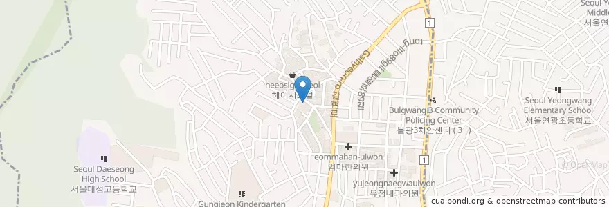 Mapa de ubicacion de 보명이네 en 대한민국, 서울, 은평구, 갈현1동.