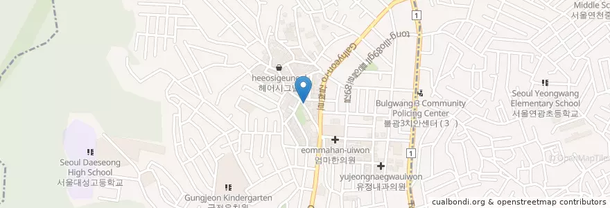 Mapa de ubicacion de 찌니네 마약통닭 en 大韓民国, ソウル, 恩平区, 갈현1동.