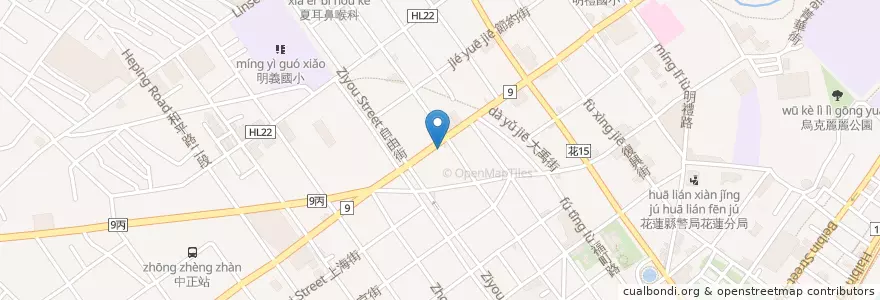 Mapa de ubicacion de 新光銀行 en Taiwan, 臺灣省, Condado De Hualien, 花蓮市.