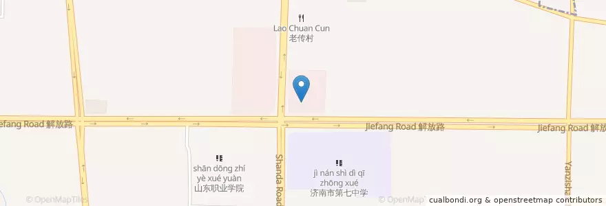 Mapa de ubicacion de 德克士 en 中国, 山东省, 济南市, 历下区, 建筑新村街道.